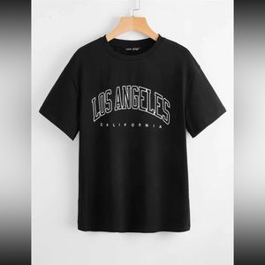 SHEIN EZwear Drop Shoulder Letter Graphic Tee